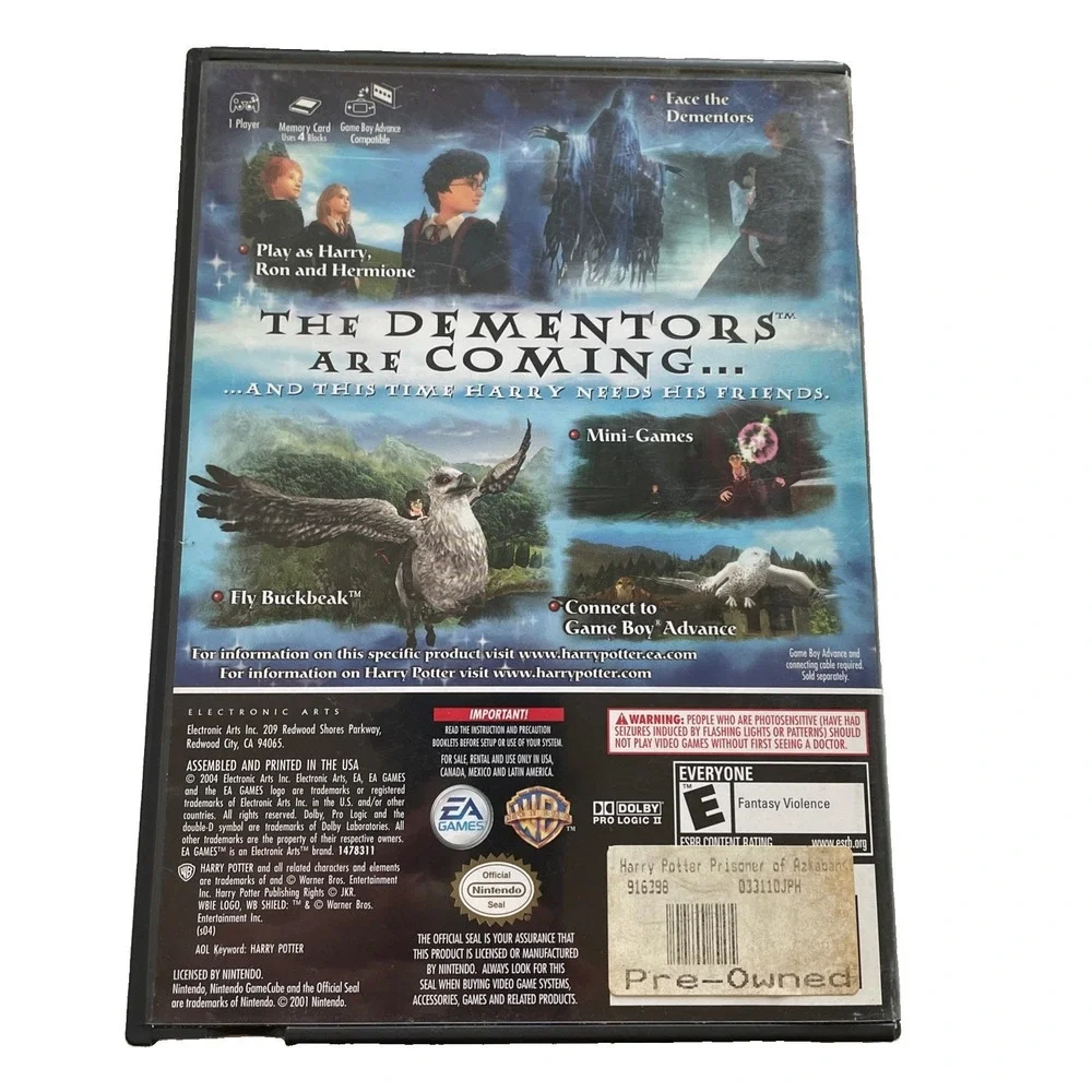 2004 Nintendo GameCube Harry Potter and the Prisoner of Azkaban Tested No Manual